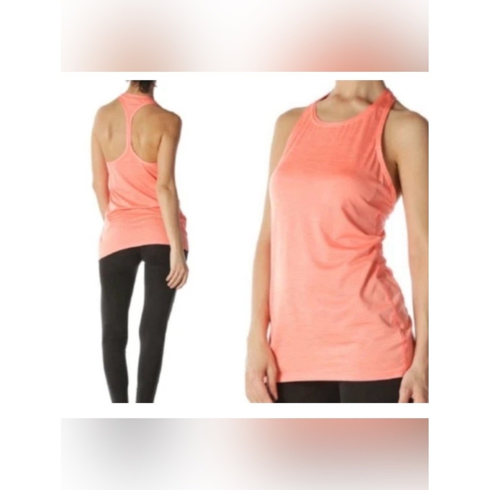 Athleta Womens‎ XS Coral Pink Striped Racerback Performance Tank Top RN 54023